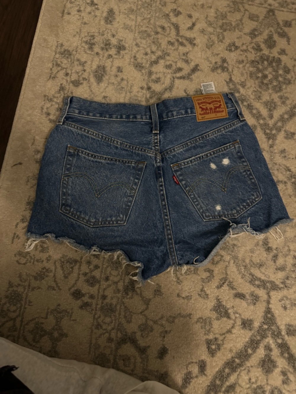 Levi's Light Blue Distressed Denim Cutoff Shorts - Picture 3 of 6